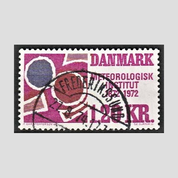 FRIMRKER DANMARK | 1972 - AFA 523 - Meterologisk Institut 100 r - 1,20 Kr. rdviolet/rdbrun/bl - Lux Stemplet Frederikssund