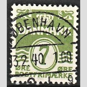 FRIM�RKER DANMARK | 1938 - AFA 247 - B�lgelinie 7 �re gr�n - Lux Stemplet K�benhavn