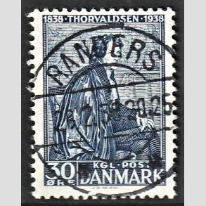 FRIMRKER DANMARK | 1938 - AFA 251 - Thorvaldsen 30 re bl - Lux Stemplet Randers (Pragtmrke)