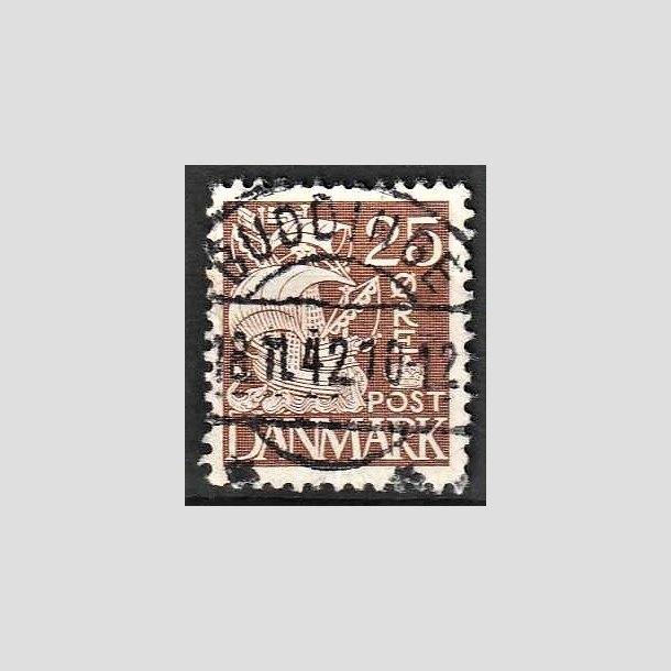 FRIMRKER DANMARK | 1937-40 - AFA 214a - Karavel 25 re brun Type II - Lux Stemplet Buddinge