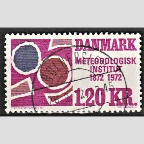 FRIM�RKER DANMARK | 1972 - AFA 523 - Meterologisk Institut 100 �r - 1,20 Kr. r�dviolet/r�dbrun/bl� - Lux Stemplet Bollerslev