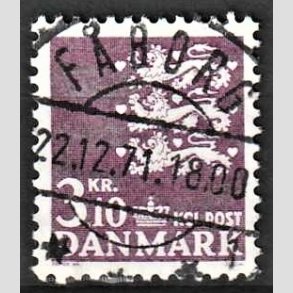 FRIMRKER DANMARK | 1970 - AFA 501 - Rigsvben 3,10 Kr. violet - Pragt Stemplet Fborg