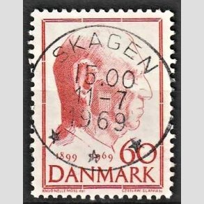 FRIM�RKER DANMARK | 1969 - AFA 481 - Fredrik IX 70 �r - 60 �re r�d - Pragt Stemplet Skagen