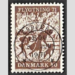 FRIM�RKER DANMARK | 1971 - AFA 510 - Flygtning 71 - 50 �re brun - Pragt Stemplet Esbjerg