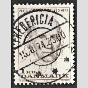 FRIM�RKER DANMARK | 1972 - AFA 524 - N. F. S. Grundtvig - 1 Kr. lysbrun - Lux Stemplet Fredericia