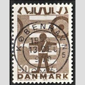 FRIMRKER DANMARK | 1970 - AFA 494 - Trafiksikkerhed - 50 re brun - Pragt Stemplet 
