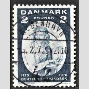 FRIMRKER DANMARK | 1970 - AFA 508 - Bertel Thorvaldsen - 2 Kr. bl - Lux Stemplet 