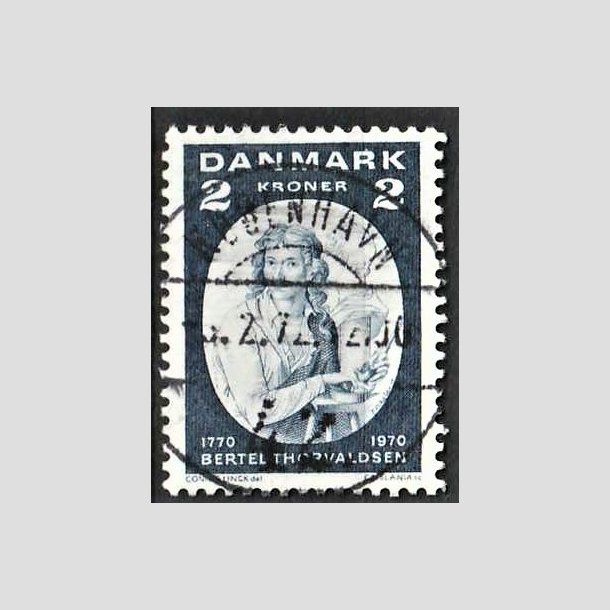 FRIMRKER DANMARK | 1970 - AFA 508 - Bertel Thorvaldsen - 2 Kr. bl - Lux Stemplet 