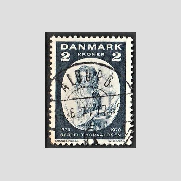 FRIMRKER DANMARK | 1970 - AFA 508 - Bertel Thorvaldsen - 2 Kr. bl - Lux Stemplet 