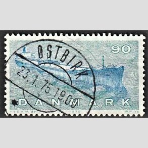 FRIM�RKER DANMARK | 1970 - AFA 506 - Dansk Skibsfart - 90 �re bl�gr�n/bl� - Pragt Stemplet �stbirk