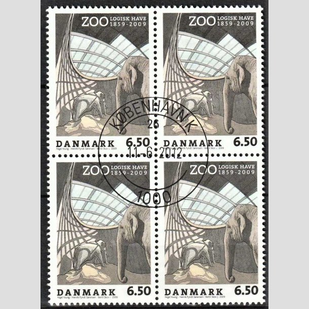 FRIMRKER DANMARK | 2009 - AFA 1579 - Zoologisk Have - 6,50 Kr. flerfarvet i 4-blok - Pragt Stemplet