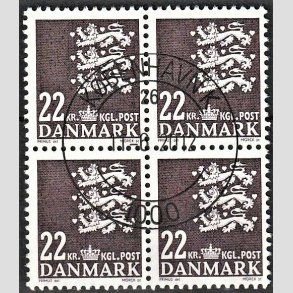FRIMRKER DANMARK | 2005 - AFA 1415 - Lille Rigsvben - 22 Kr. brunviolet i 4-blok - Pragt Stemplet