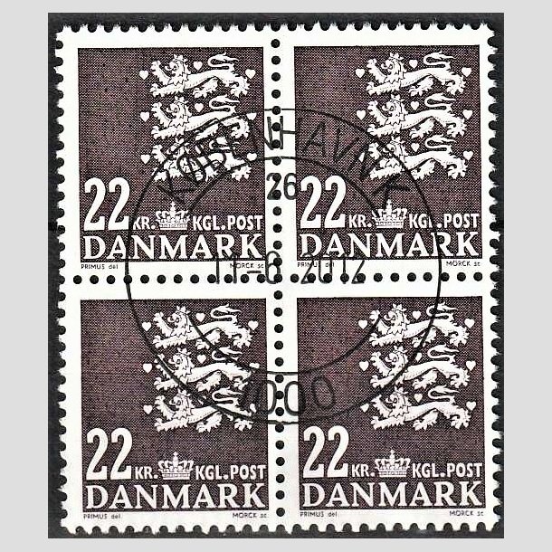 FRIMRKER DANMARK | 2005 - AFA 1415 - Lille Rigsvben - 22 Kr. brunviolet i 4-blok - Pragt Stemplet