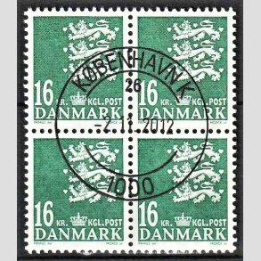 FRIMRKER DANMARK | 2008 - AFA 1531 - Lille Rigsvben - 16,00 Kr. mrkgrn i 4-blok - Pragt Stemplet
