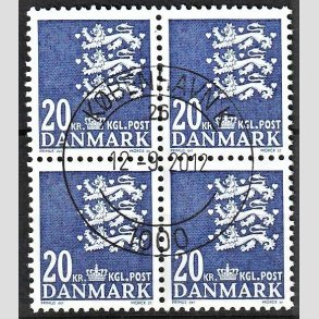 FRIMRKER DANMARK | 2007 - AFA 848a - Lille Rigsvben - 20,00 Kr. bl i 4-blok - Pragt Stemplet