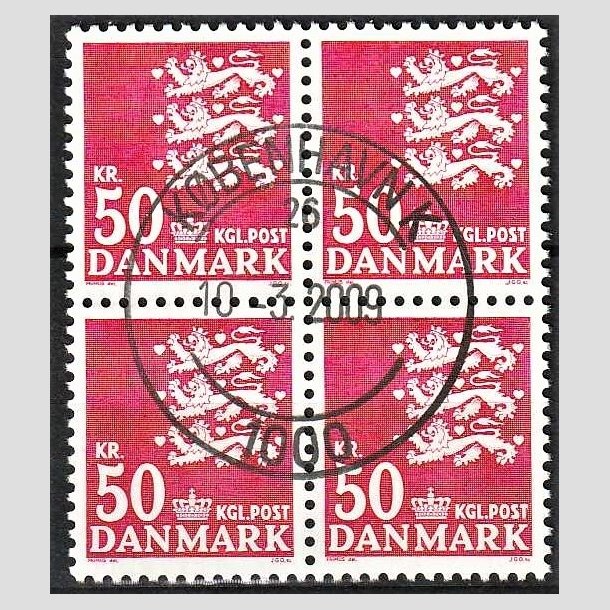 FRIMRKER DANMARK | 1985 - AFA 824 - Rigsvben - 50,00 Kr. rd i 4-blok - Pragt Stemplet 