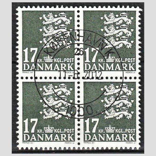 FRIMRKER DANMARK | 2006 - AFA 1454 - Lille Rigsvben - 17,00 Kr. mrkgrn i 4-blok - Pragt Stemplet 
