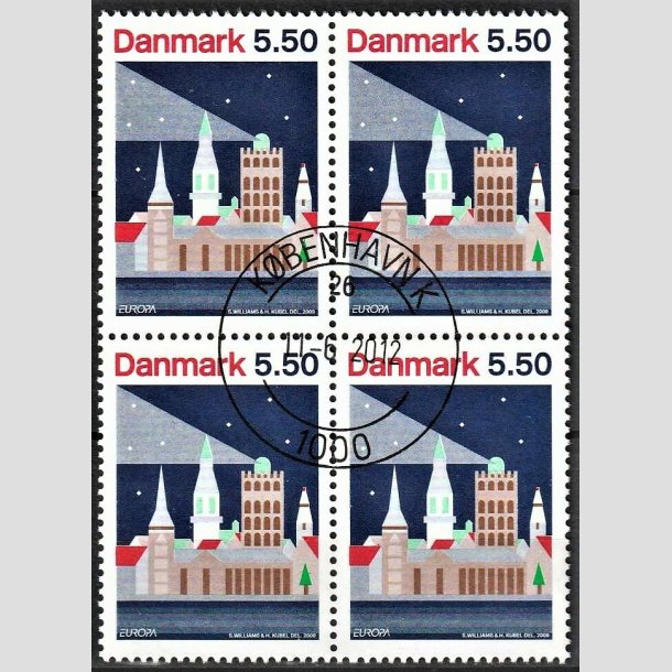 FRIMRKER DANMARK | 2009 - AFA 1576 - Astronomi - 5,50 Kr. flerfarvet i 4-blok - Pragt Stemplet