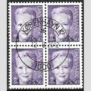 FRIMRKER DANMARK | 2000 - AFA 1247 - Dronning Margrethe II - 5,50 kr. violet i 4-blok - Pragt Stemplet