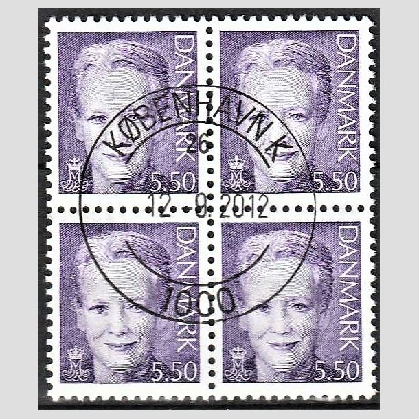 FRIMRKER DANMARK | 2000 - AFA 1247 - Dronning Margrethe II - 5,50 kr. violet i 4-blok - Pragt Stemplet