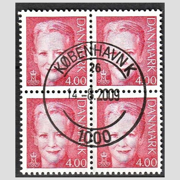 FRIMRKER DANMARK | 2000 - AFA 1242 - Dronning Margrethe - 4,00 Kr. rd i 4-blok - Pragt Stemplet