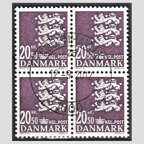 FRIMRKER DANMARK | 2008 - AFA 1532 - Lille Rigsvben - 20,50 Kr. violet i 4-blok - Pragt Stemplet