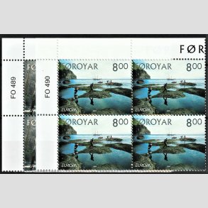 FRIM�RKER F�R�ERNE | 2004 | AFA 489,490 | Europafrim�rker, Turisme - 6,50 + 8,00 kr. flerfarvet i marginal 4-blok - Postfrisk