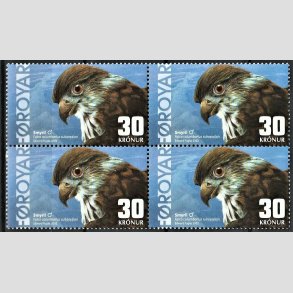 FRIM�RKER F�R�ERNE | 2002 | AFA 425 | Smyril dv�rgfalk - 30,00 kr. flerfarvet i 4-blok - Postfrisk