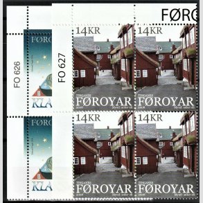 FRIM�RKER F�R�ERNE | 2008 | AFA 627,628 | Klarksvik + Tinganes - 5,50 + 14,00 kr. flerfarvet i marginal 4-blokke - Postfrisk