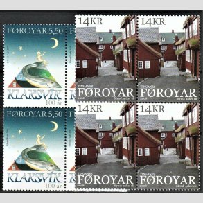 FRIM�RKER F�R�ERNE | 2008 | AFA 627,628 | Klarksvik + Tinganes - 5,50 + 14,00 kr. flerfarvet i 4-blokke - Postfrisk