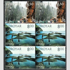 FRIM�RKER F�R�ERNE | 2004 | AFA 489,490 | Europafrim�rker, Turisme - 6,50 + 8,00 kr. flerfarvet i 4-blokke - Postfrisk