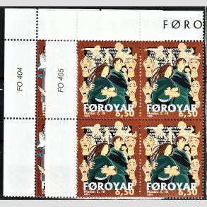 FRIM�RKER F�R�ERNE | 2001 | AFA 404,405 | Julefrim�rker - 5,00 + 6,50 kr. flerfarvet i marginal 4-blokke - Postfrisk