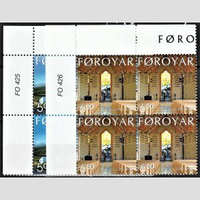 FRIM�RKER F�R�ERNE | 2002 | AFA 426,427 | Kirken i G�ta - 5,00 + 6,50 kr. flerfarvet i marginal 4-blokke - Postfrisk