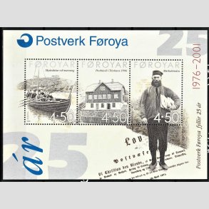 FRIM�RKER F�R�ERNE | 2001 | AFA 385-87 | Postverk F�roya 25 �r. - Miniark flerfarvet - Postfrisk