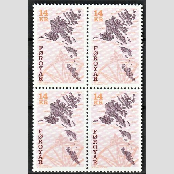 FRIMRKER FRERNE | 1998 - AFA 339 - Dagligmrker - 14,00 kr. flerfarvet i 4-blok - Postfrisk