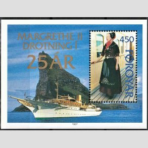 FRIMRKER FRERNE | 1997 - AFA 302 - Dronning i 25 r. - Miniark 4,50 kr. flerfarvet - Postfrisk