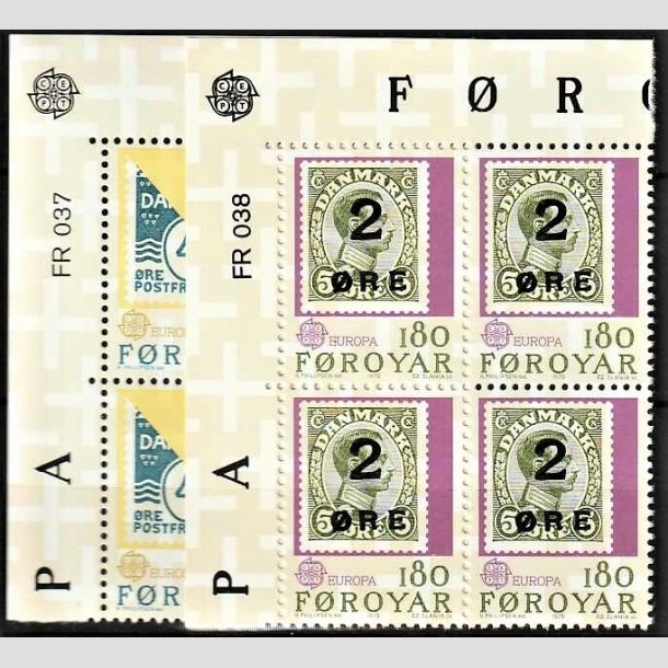 FRIMRKER FRERNE | 1979 | AFA 37,38 | Europamrker - 140 + 180 re i marginal 4-blok - Postfrisk