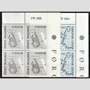 FRIM�RKER F�R�ERNE | 1982 | AFA 64,65 | Europam�rker. - 1,50 + 2,00 kr. i komplet s�t marginal 4-blokke - Postfrisk