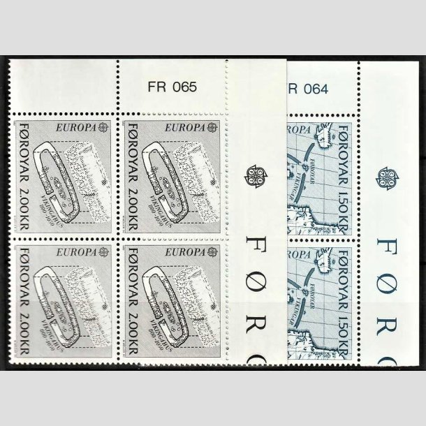 FRIMRKER FRERNE | 1982 | AFA 64,65 | Europamrker. - 1,50 + 2,00 kr. i komplet st marginal 4-blokke - Postfrisk