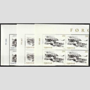 FRIM�RKER F�R�ERNE | 1982 | AFA 66-68 | Bygdemotiver - 180 - 250 �re i komplet s�t marginal 4-blokke - Postfrisk