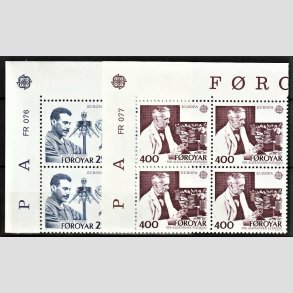 FRIM�RKER F�R�ERNE | 1983 | AFA 78,79 | Europam�rker, Ber�mte forskere - 250 + 400 �re i komplet s�t marginal 4-blokke - Postfrisk