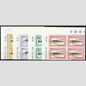 FRIM�RKER F�R�ERNE | 1983 | AFA 80-83 | Fisk - 250 - 900 �re i komplet s�t marginal 4-blokke - Postfrisk
