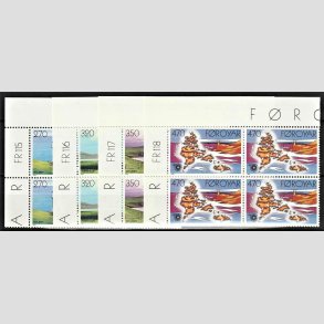 FRIM�RKER F�R�ERNE | 1985 | AFA 115-18 | Fyrt�rne. - 270 - 470 �re i komplet s�t marginal 4-blokke - Postfrisk