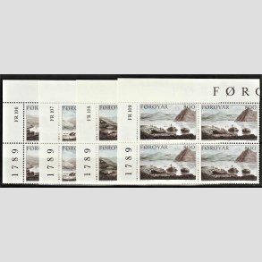 FRIM�RKER F�R�ERNE | 1985 | AFA 106-09 | Stanleys rejse i 1789. - 250 - 800 �re i komplet s�t marginal 4-blokke - Postfrisk