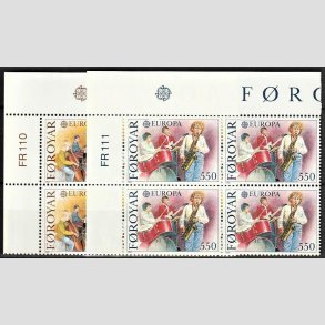 FRIM�RKER F�R�ERNE | 1985 | AFA 110,111 | Europam�rker, Musik. - 280 - 550 �re i komplet s�t marginal 4-blokke - Postfrisk