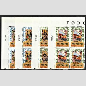 FRIM�RKER F�R�ERNE | 1986 | AFA 124-27 | Kvad. - 300 - 650 �re i komplet s�t marginal 4-blokke - Postfrisk