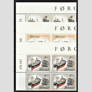 FRIM�RKER F�R�ERNE | 1987 | AFA 145-47 | Trawlere - 300 - 800 �re i komplet s�t marginal 4-blokke - Postfrisk