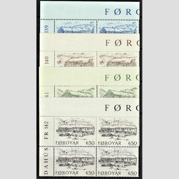 FRIMRKER FRERNE | 1987 | AFA 139-42 | Gamle bondegrde - 300 - 650 re i komplet st marginal 4-blokke - Postfrisk