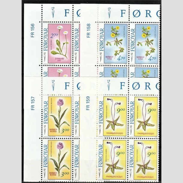 FRIMRKER FRERNE | 1988 | AFA 156-59 | Frske blomster - 2,70 - 9,00 kr. i komplet st marginal 4-blokke - Postfrisk