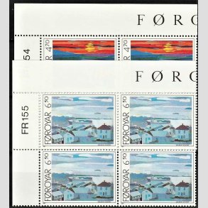 FRIM�RKER F�R�ERNE | 1987 | AFA 154,155 | Thorshavns bugter - 470 + 650 �re i komplet s�t marginal 4-blokke - Postfrisk